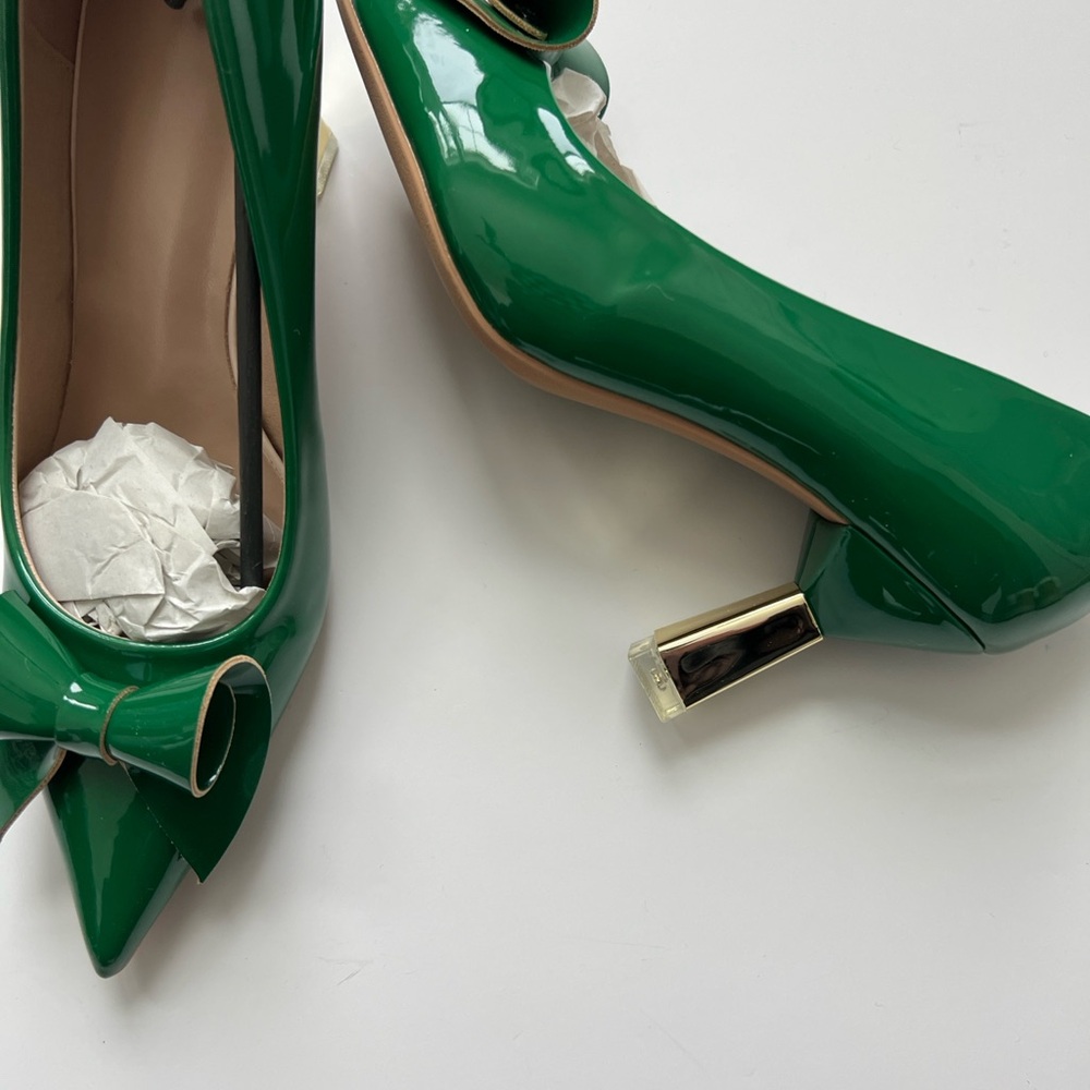 Elegant Green Bow Women's Shoes - Picture 3 of 5